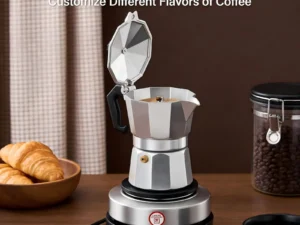 3 Cups Espresso Mocha Coffee Pot with Electric Mini Single 500W Hot Plate